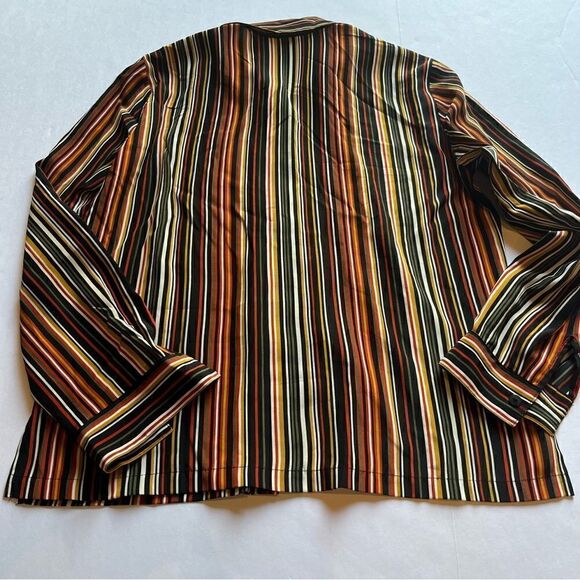 Josephine Chaus Women's Button Up Blouse Size 6 Orange/green Multi Stripe - Picture 5 of 8